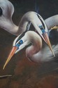 F62303EC: Stork Birds Framed Artist Signed Oil Pai