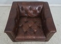 70922: Pair RESTORATION HARDWARE Tufted Leather Ch