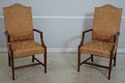 L70949: Set of 6 Mahogany Gold Damask Upholstered 