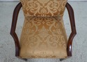 L70949: Set of 6 Mahogany Gold Damask Upholstered 