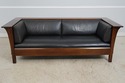 66114EC: STICKLEY Mission Oak Sofa w. Black Leathe