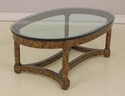 57657EC: HENREDON Mid Century Modern Glass Top Cof