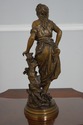 F66412EC: MATHURIN MOREAU Signed Bronze Lady Sculp