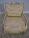 61916EC: Country French Upholstered Distressed Pai