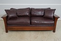 65963EC: STICKLEY Mission Oak Burgundy Leather Sof