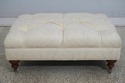 70448: ETHAN ALLEN Off White Tufted Damask Ottoman
