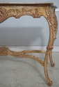 75366: French Louis XV Carved Distressed Wood Marb