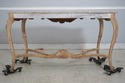 75366: French Louis XV Carved Distressed Wood Marb