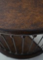 75428: Leather Top Iron Base Demilune Console Tabl
