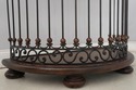 75428: Leather Top Iron Base Demilune Console Tabl