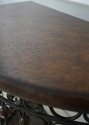 75428: Leather Top Iron Base Demilune Console Tabl