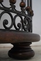 75428: Leather Top Iron Base Demilune Console Tabl