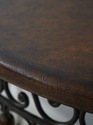 75428: Leather Top Iron Base Demilune Console Tabl