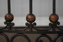 75428: Leather Top Iron Base Demilune Console Tabl
