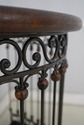 75428: Leather Top Iron Base Demilune Console Tabl