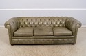 L70620: Green Leather Tufted Back Chesterfield Sof