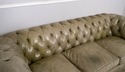 L70620: Green Leather Tufted Back Chesterfield Sof