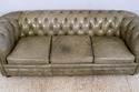 L70620: Green Leather Tufted Back Chesterfield Sof