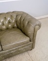 L70620: Green Leather Tufted Back Chesterfield Sof