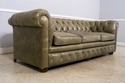 L70620: Green Leather Tufted Back Chesterfield Sof