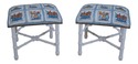 66108EC: Pair Nautical Newly Upholstered Bamboo Fo