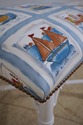 66108EC: Pair Nautical Newly Upholstered Bamboo Fo