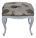 66109EC: Fish Print Newly Upholstered French Stool