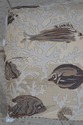 66109EC: Fish Print Newly Upholstered French Stool