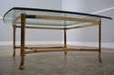 F61983EC: LABARGE Brass & Glass Top Coffee Table