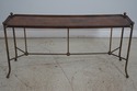 65946EC: Regency Style Brass Base Elm Top Console 