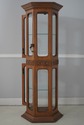 F75230: Walnut Finish 2 Door Hexagonal Curio Displ