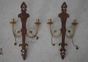 65996EC: Pair FRIEDMAN BROTHERS Gold Wall Sconces