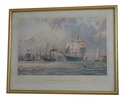 F70251: Tall Ship Print Boston Clipper Ship Under 