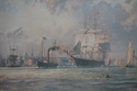 F70251: Tall Ship Print Boston Clipper Ship Under 
