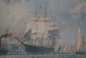 F70251: Tall Ship Print Boston Clipper Ship Under 