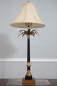 LF75293: Pair Bamboo Form Toleware Leaf Buffet Lam