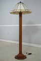 75289: STICKLEY Mission Oak Floor Lamp w. Slag Gla