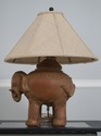 F75246: Terra Cotta Ban Chiang Style Elephant Lamp