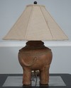 F75246: Terra Cotta Ban Chiang Style Elephant Lamp