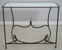 75297: Wrought Iron & Brass Base Milk Glass Top Co