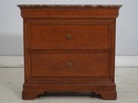 75311: Pair STICKLEY Marble Top Cherry Nightstands