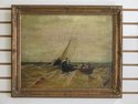 LF46478EC: Sailboat Oil Painting On Canvas In Gold