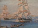 LF46482EC: Black Framed Hand Painted Tall Ships Oi