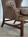 74955: RALPH LAUREN Leather Chippendale Wing Chair