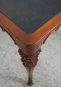 74967: Vintage Leather Top Louis XV Style Carved T
