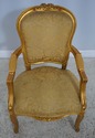 F61572EC: Pair Gold Finish French Open Armchairs