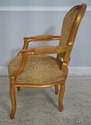 F61572EC: Pair Gold Finish French Open Armchairs