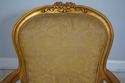 F61572EC: Pair Gold Finish French Open Armchairs