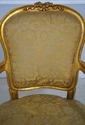 F61572EC: Pair Gold Finish French Open Armchairs