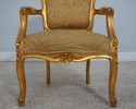 F61572EC: Pair Gold Finish French Open Armchairs